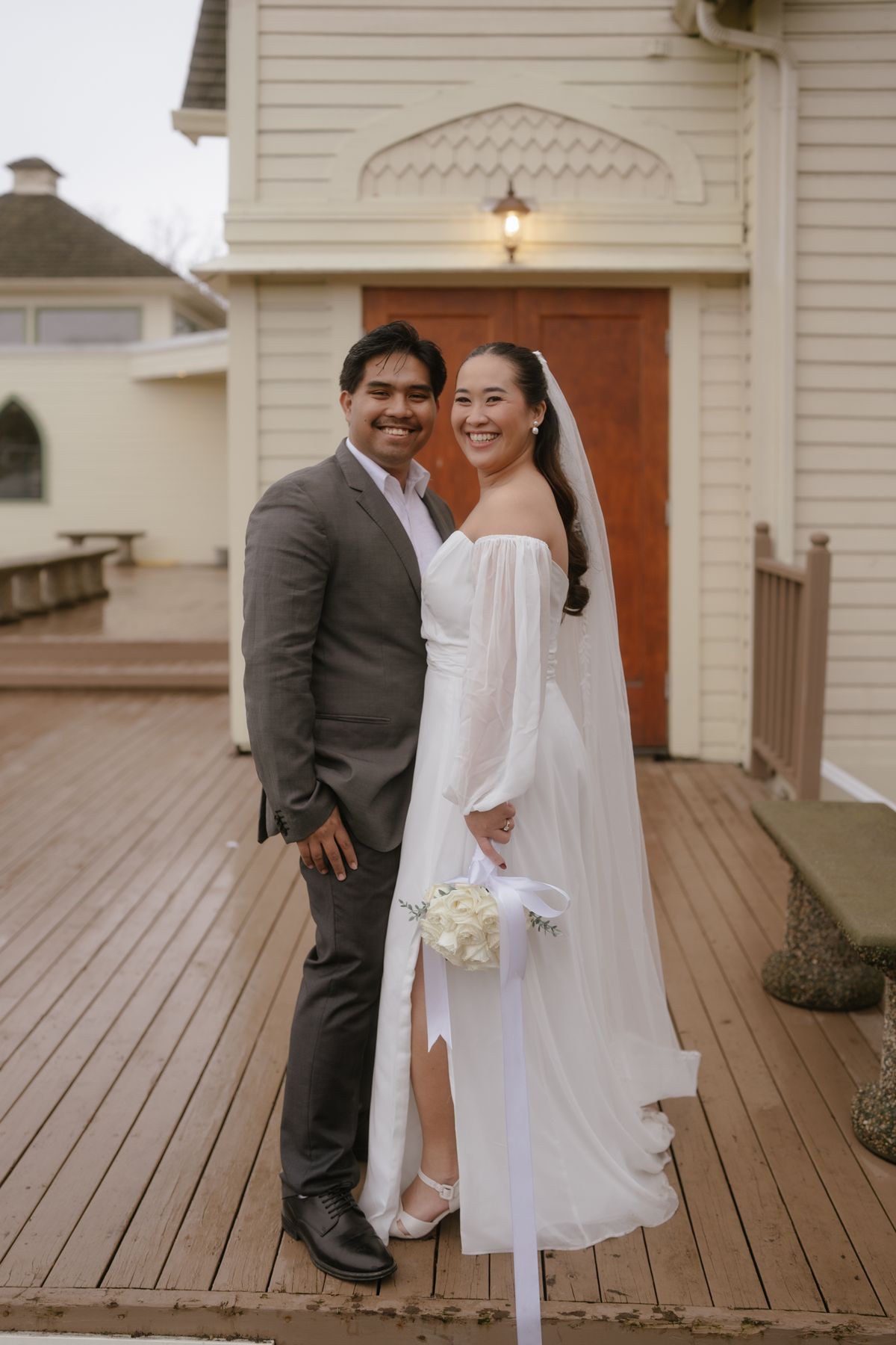 Carlith and Mark together on the steps of Benvoulin Heritage Church